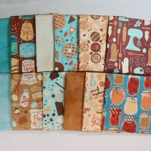 Fall Flavors - 12 Teiliges Fat Quarter Set - Türkistöne und Brauntöne - von Paintbrush Studio - 100% Baumwolle Gewebe