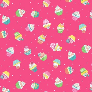 DAYDREAM - Cupcakes Pink - Pattern # TP-2277-P - by Andover Fabrics - 100% Cotton Woven Fabric, Choose Cut