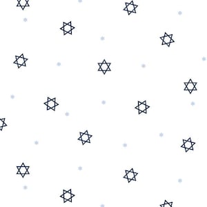 The Gift of Light - #8288-07 White - Mini Star of David - by Studio E - 100% Cotton Woven Fabric - Choose Your Cut