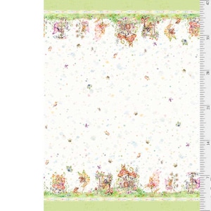 REMNANT 30 Inches - Fairy Garden Double Border - Pattern #FAIG 5154 MU - by P & B Textiles - 100% Cotton Woven Fabric