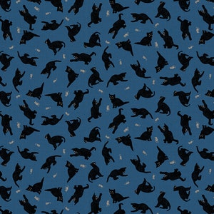 Purrection - Kätzchen - Y3974-90 Blau - von Clothworks - 100% Baumwolle Webstoff, Schnitt frei wählbar