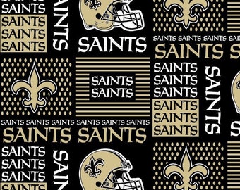 NEW ORLEANS SAINTS, Licensed National Football League Team Fabric, 100% Cotton Woven Fabric, Choose Your Cut