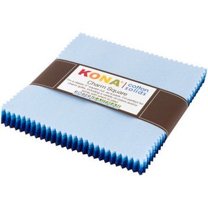Charm Squares: Kona Cotton - Waterfall Palette - 42 Pieces - # CHS-732-42 - by Robert Kaufman - 100% Cotton Woven Fabric