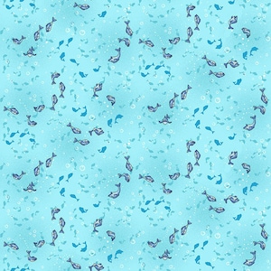 River Romp - Fish - #868-17 Lt Teal - by Henry Glass - 100% Cotton Woven Fabric - Choose Your Cut