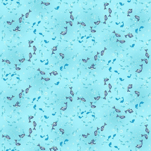 River Romp - Fish - #868-17 Lt Teal - by Henry Glass - 100% Cotton Woven Fabric - Choose Your Cut
