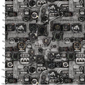 First in Flight - by 3 Wishes - Vintage Airplanes Control Panel - 100% Cotton Woven Fabric - Choose Your Cut