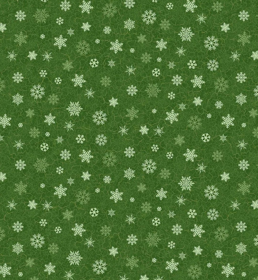 Beary Merry Christmas Pattern #27063 74 Snowflakes on Green by
