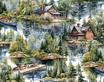 Lakeside Retreat - Scenic - # DP28482-36 - by Northcott - Cotton Fabric - Choose Cut