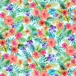 Fleur #C7222 Multi - Tropical Flowers - by Timeless Treasures - 100% Cotton Woven Fabric - Choose Your Cut