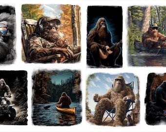 Legendary Loner - #23813 White - Gone Squatchin' - 2/3 yard panel by 3 Wishes Fabrics - 100% Cotton Woven Fabric Panel