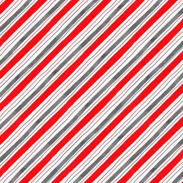 Snowy Tidings - Diagonal Stripe - #3022 32081 139 - by Wilmington Prints - 100% Cotton Woven Fabric - Choose Cut