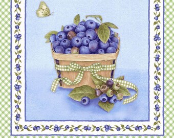 Berrylicious 1585P-67 Green/Blue - 24" Panel - by Henry Glass - 100% Cotton Woven Fabric Panel