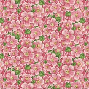 Enchanted Forest - # 1549-26 Pink - Packed Pink Flowers - by Henry Glass - 100% Cotton Woven Fabric - Choose Your Cut