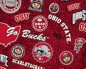 NCAA Cotton - Ohio State Home State - Sykel Enterprises - Buckeyes - Brutus - 100 Cotton Woven Fabric, Choose Your Cut