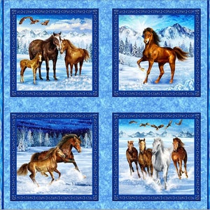 Running Wild Horse Panel - Measures 45&quot; ×36&quot; - Pattern #596441 - by Oasis Fabrics - 100% Cotton Woven Fabric, Choose Your Cut