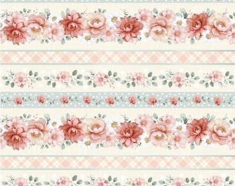 Até as Vacas Voltarem para Casa - Fleur CD4042 Macio - Listras Florais de 28 cm - Tecido de Algodão Timeless Treasures - Escolha o Corte