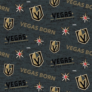 NHL/Cotton-Las Vegas Knights Allover - Sykel Enterprises - 100% Cotton Woven Fabric, Choose Your Cut