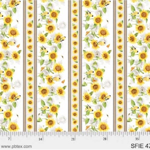 Sunflower Field - Border Stripe - #SFIE 4790 MU - by Sandy Lynam Clough for P & B Textiles - 100% Cotton Woven Fabric - Choose Your Cut