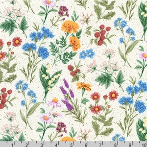 Blumenhaus: Botanischer Garten - #FLHD-22037-14 NATURAL - von Robert Kaufman - 100% Baumwollgewebe - Wähle Schnitt