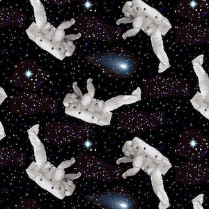 Planetary Missions - Tossed Astronauts - Black - Pattern # STU-5310-90 - Studio E - 100% Cotton Woven Fabric, Choose Your Cut