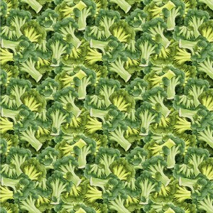 Puede incluir: Un patrón repetitivo de floretes de brócoli verdes. La imagen presenta una disposición densa de la verdura, con diferentes tonos de verde y verde amarillento. El brócoli está dispuesto en un patrón repetitivo y sin costuras.