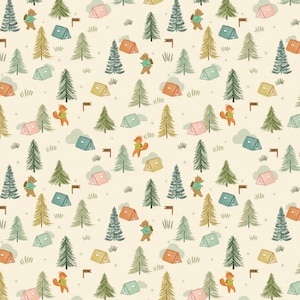 Cedar Camp Tents in Woods - #2368 - by Dashwood Studio - 100% Cotton Woven Fabric - Choose Your Cut
