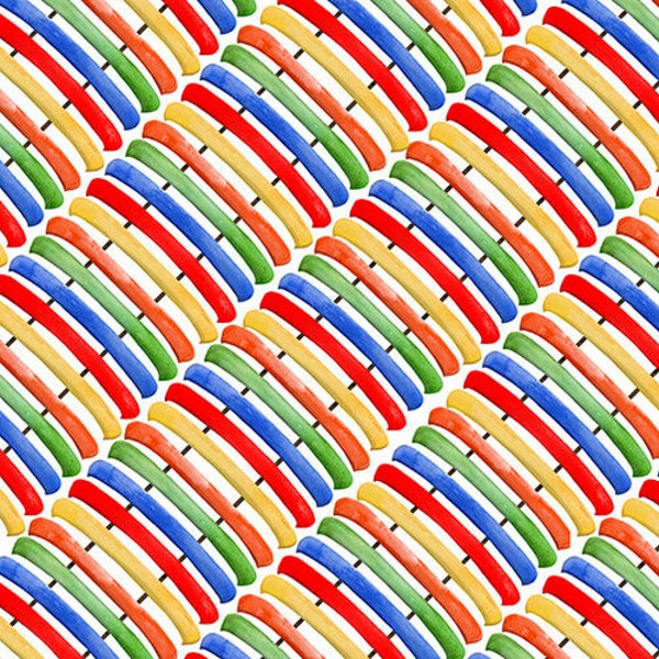 Dockside - Diagonal Rows of Colorful Canoes - # 9772-86 Multi - by Henry Glass - 100% Cotton Woven Fabric, Choose Your Cut