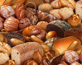 Food Festival - Baked Bread - Elizabeth's Studio - 100% Cotton Woven Fabric - Choose Your Cut