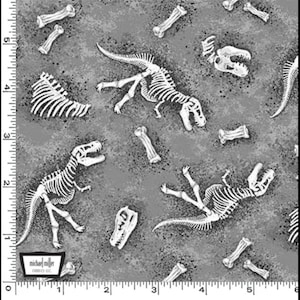 DINOSAUR FOSSILS - Pattern #CX11147-GRAY-D - by Michael Miller - 100% Cotton Woven Fabric - Choose Your Cut