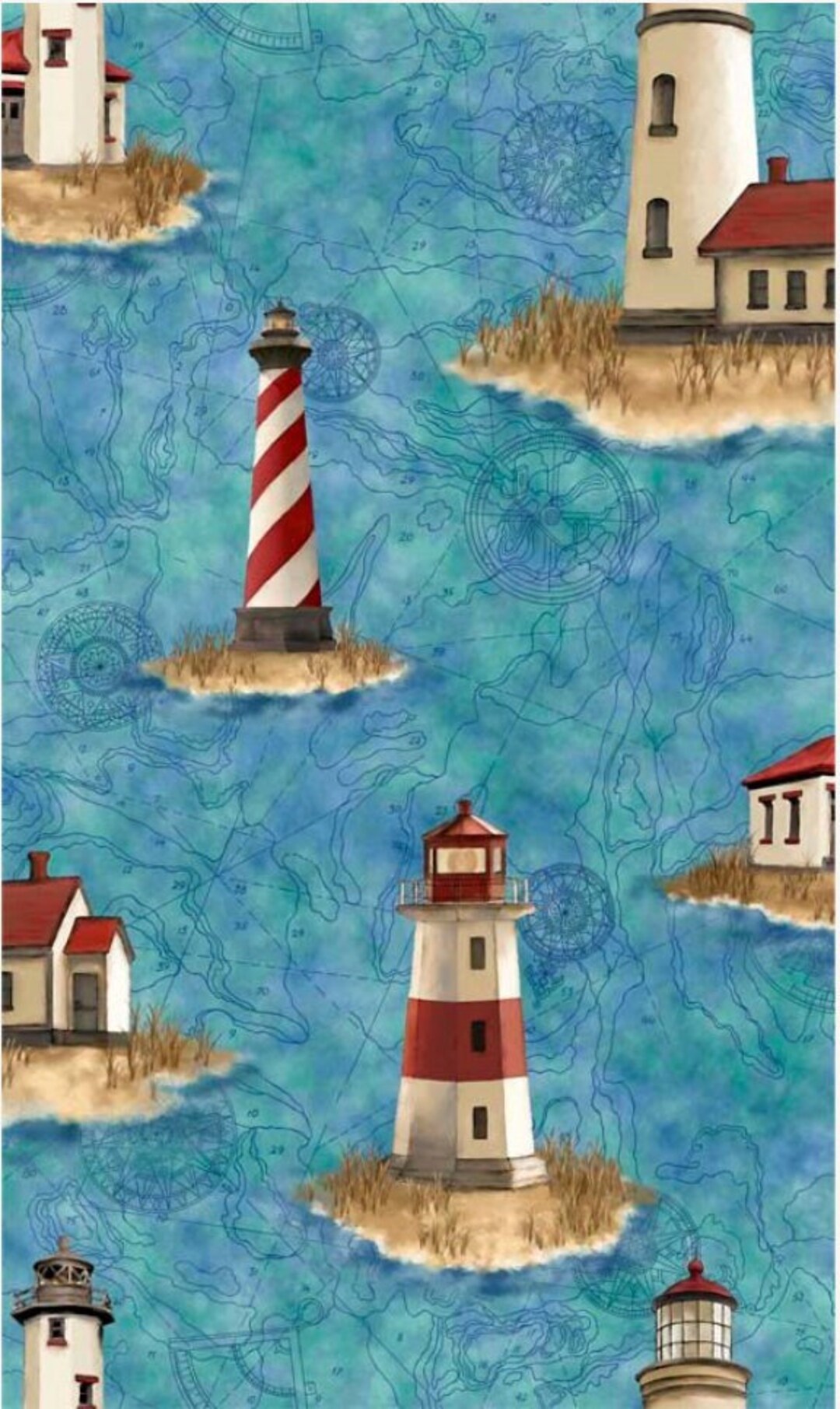 Lighthouses Blue This &that VIII 29402 B by QT Fabrics Etsy