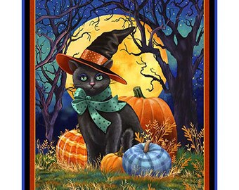 Abra-CAT-Dabra - Pattern # 29665 -X - Full Yard Halloween Panel - by QT Fabrics - 100% Cotton Woven Fabric Panel