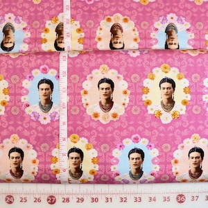 Portraits of Frida on Pink - #C3411 - by Robert Kaufman - Hispanic Folk Artist - 100% Cotton Woven Fabric - Choose Cut- OUT of PRINT