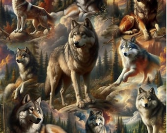 Wilderness Song (Digital) 4181-90 Gris - Lobos - de Blank Quilting - Tejido 100 % algodón - Elige tu corte