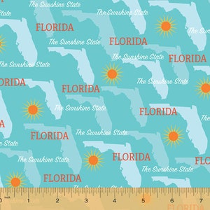 End of Bolt - Last 38 Inches - State Pride - Florida The Sunshine State - von Whistler Studios für Windham Fabrics - 100% Baumwollgewebestoff