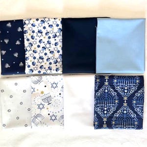 The Gift of Light - 8 Fat Quarters - Hanukkah Prints with 3 Solids to Match - 100% Cotton Woven Fabrics