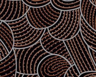 Body Painting Brown - Pattern BP2BR - by M & S Textiles Australia - Aboriginal Designs - 100% Cotton Woven Fabric - Choose Cut