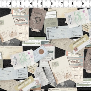 Entdecke Collage - # Y4299-7 Dunkelgrau - Digitaldruck von Clothworks - 100% Baumwolle Webstoff - Wähle deinen Schnitt