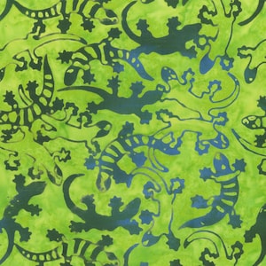 BATIK - Land and Sea - Pattern # 9056Q-3 GREEN - Lizards - by Anthology - 100% Cotton - Choose Your Cut