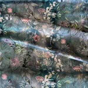 Blush Garden - #W5494-D7 Dusty Blue - by Hoffman - 100% Cotton Woven Fabric - Choose Cut