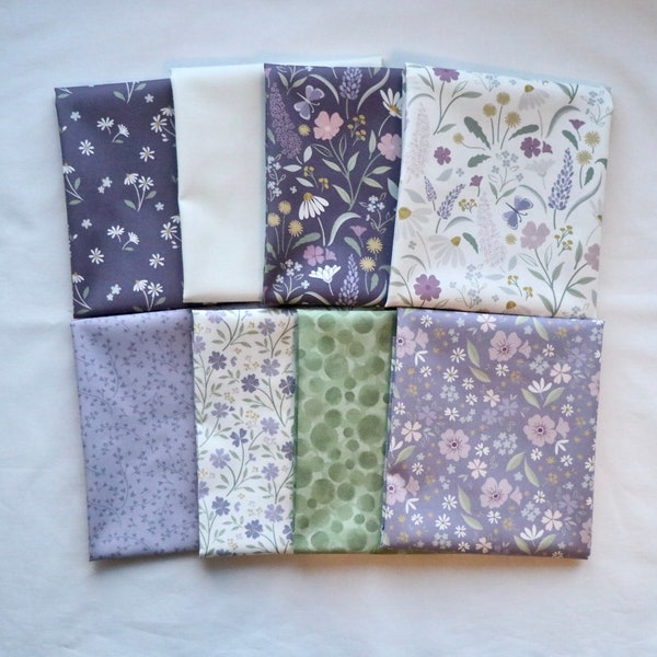 Floral Song - 8 Fat Quarters - by Lewis and Irene - 100% Cotton Woven Fabric