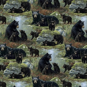 Bear&#39;s Den - Bear Scenic - Pattern #DP27622-99 - by Northcott - 100% Cotton Woven Fabric - Choose Cut