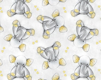 Sleepy Time babyolifanten grijs - Fat Quarter - #DT-4464-FQ-3 - door David Textiles - 100% geweven katoen