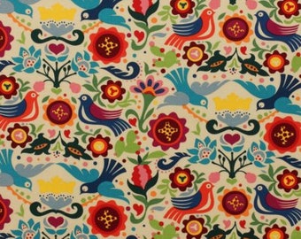 REMNANTS - La Paloma - Pattern # 7593BRR Tea - Mexican Folkloric - Alexander Henry - 100% Cotton Woven Fabric