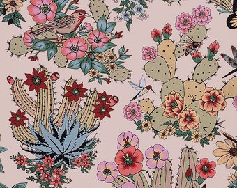 End of Bolt 37 Inches - Hacienda Cactus - Pattern # 8862A - Mexican Folkloric - Alexander Henry - 100% Cotton Woven Fabric