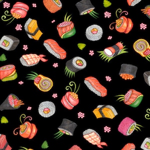 ORDER UP - Sushi - Style # 28527 -J - by Quilting Treasures - 100% Cotton Woven Fabric - Choose Cut