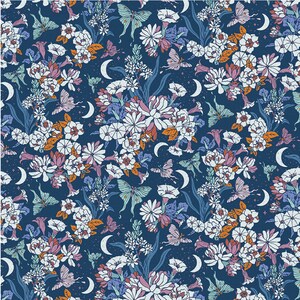 La Luna - Moonlit Meadows - Navy - #120-24420 - by Paintbrush Studio - 100% Cotton Woven Fabrics - Choose Your Cut