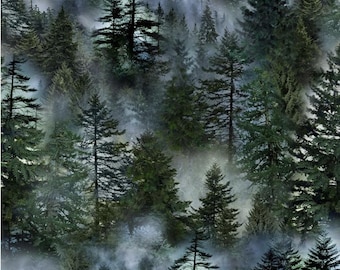 Nature CD3528 Forest - Evergreen Forest - Timeless Treasures - 100% Cotton Woven Fabric - Choose Your Cut