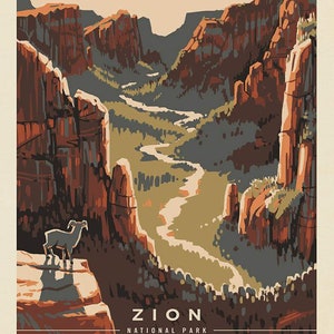 National Parks Poster Panel Zion by Riley Blake - #PD13300 - Measures 36 x 43.5 Inches - 100% Cotton Woven National Park Fabric