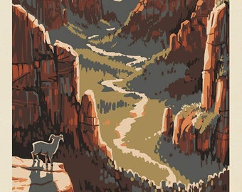 National Parks Poster Panel Zion by Riley Blake - #PD13300 - Measures 36 x 43.5 Inches - 100% Cotton Woven National Park Fabric