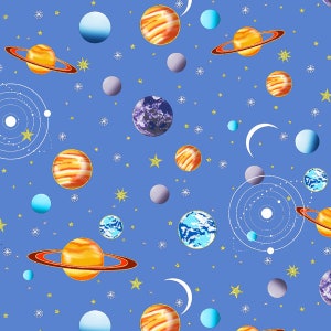 REMNANT 28 Inches - Comfy Flannel Prints - Galaxy - Blue - 100% Cotton FLANNEL Fabric